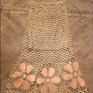 Finity Studio. Gold crochet long skirt.